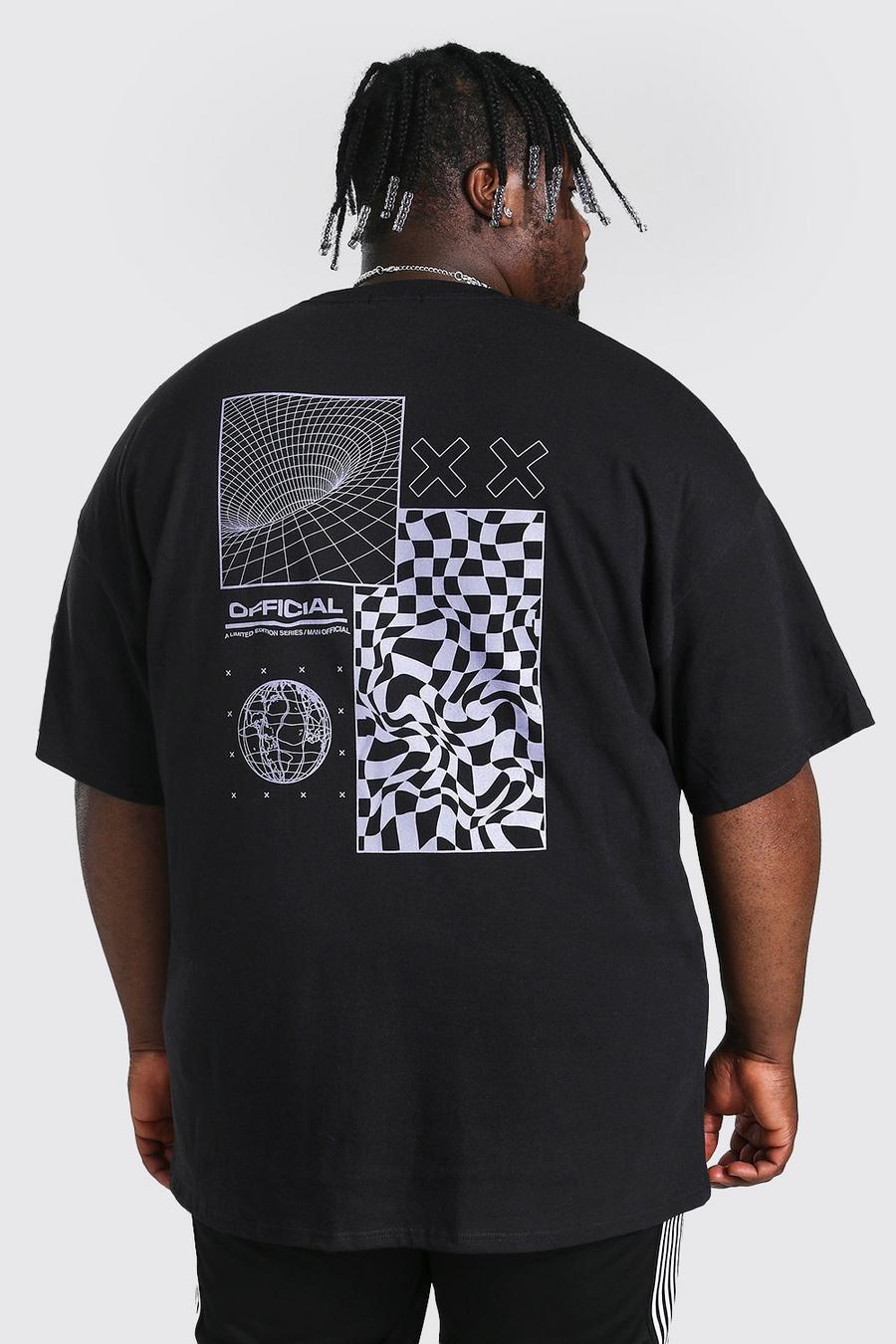 Black Plus Size Geo Tech Back Graphic T-Shirt image number 1