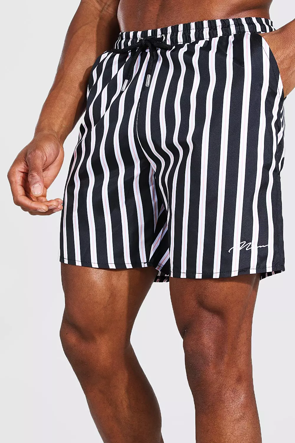 Vertical striped hot sale swim trunks