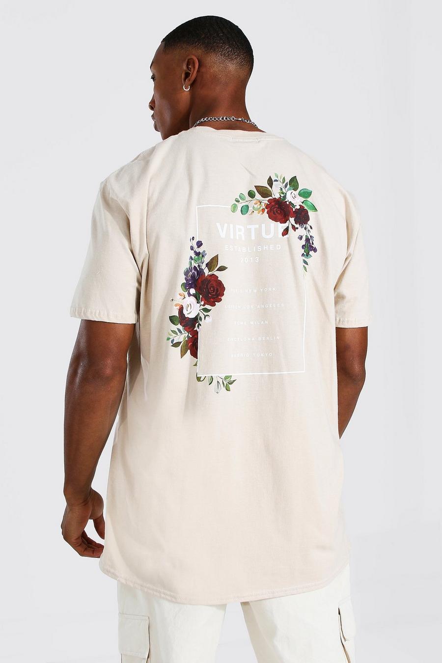 T-Shirt mit Virtue-Print auf Rückseite in Übergröße, Sand image number 1