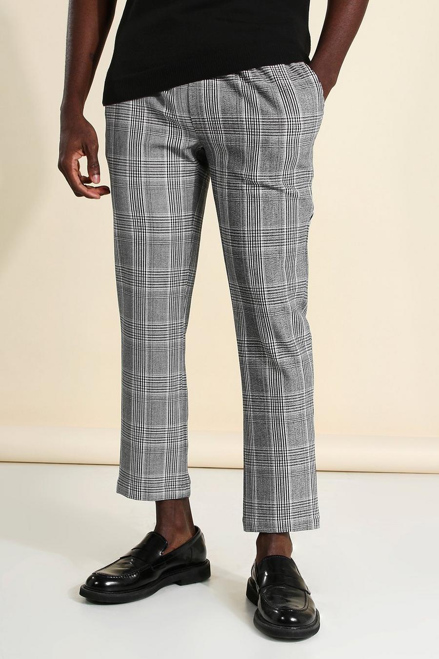 Grey Skinny Check Smart Cropped Track Pant image number 1