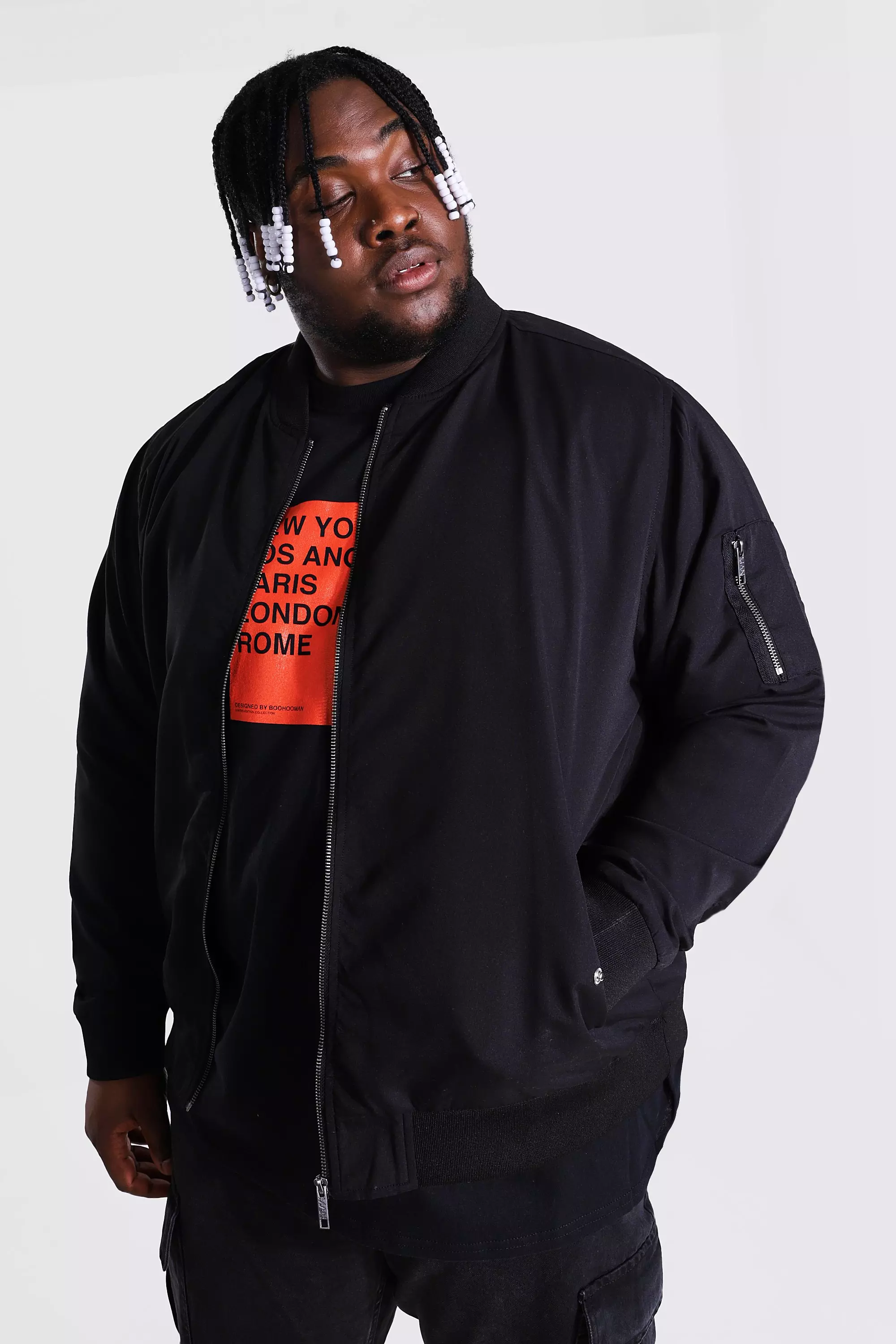 Plus size bomber jacket with cheap hood