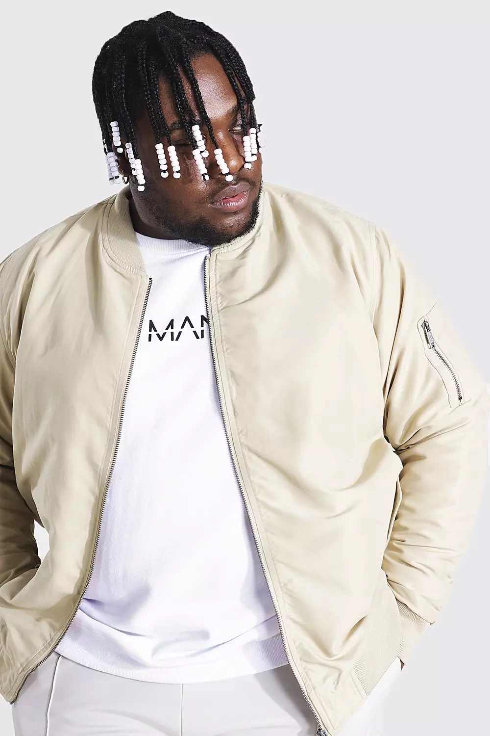 Stone Plus Size Ma1 Bomber Jacket alternative image