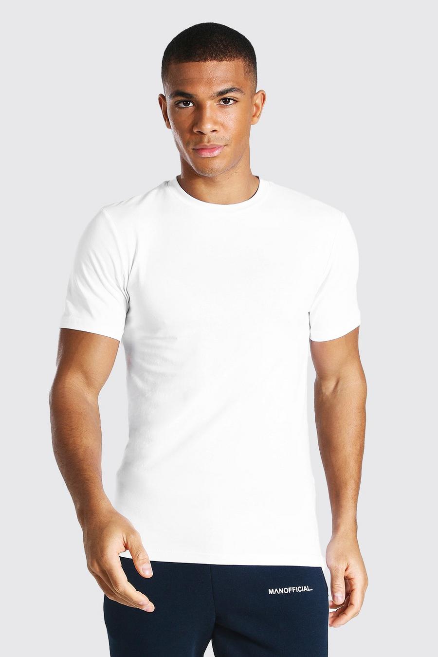 White Muscle Fit T-Shirt Met Crewneck image number 1