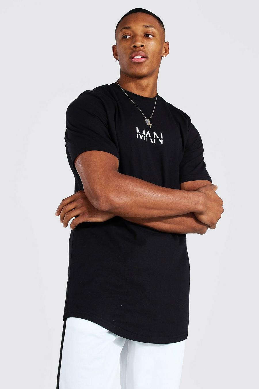 Original Man Longline Curved Hem T-shirt, Black image number 1