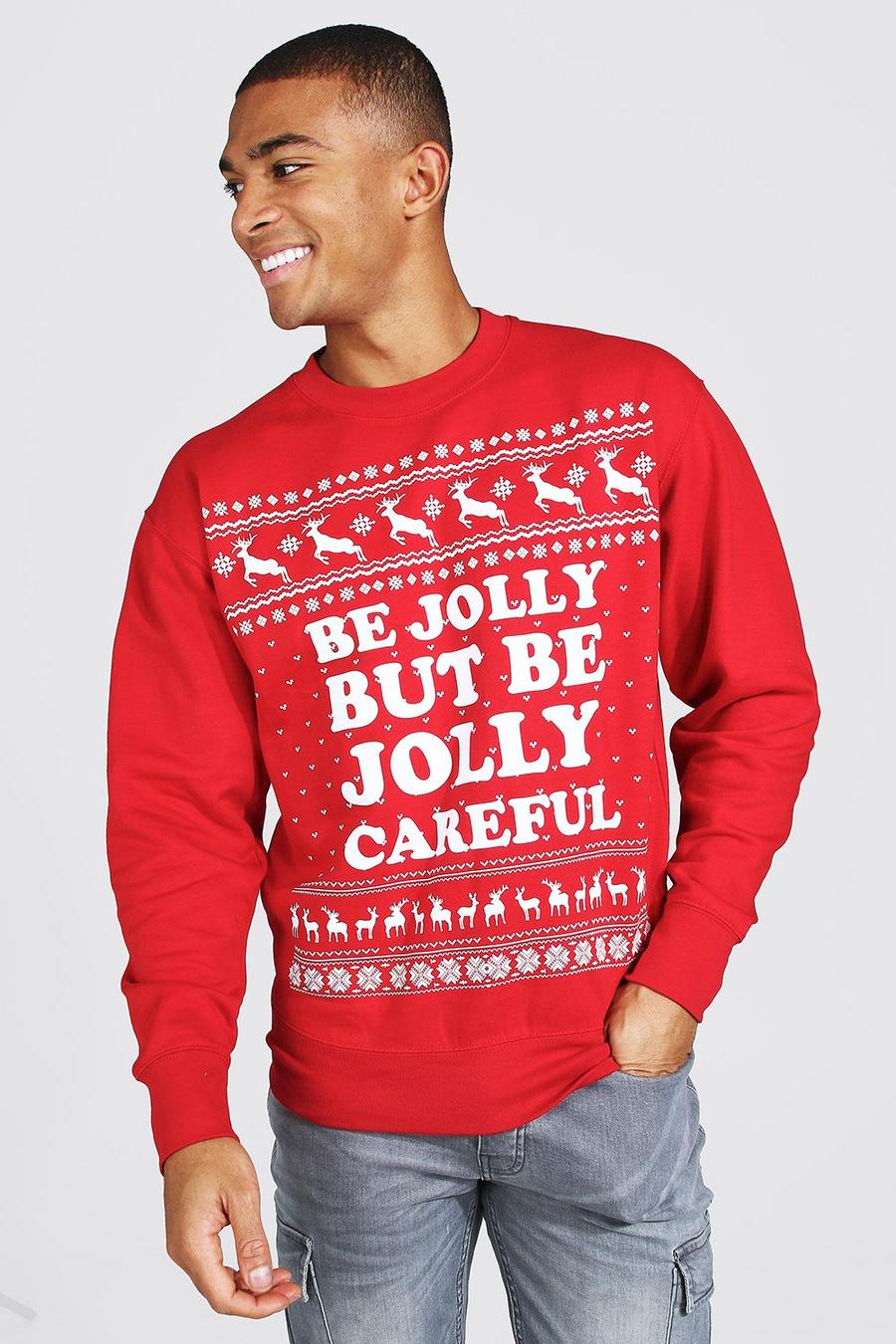 Red Slogan Print Christmas Sweatshirt image number 1