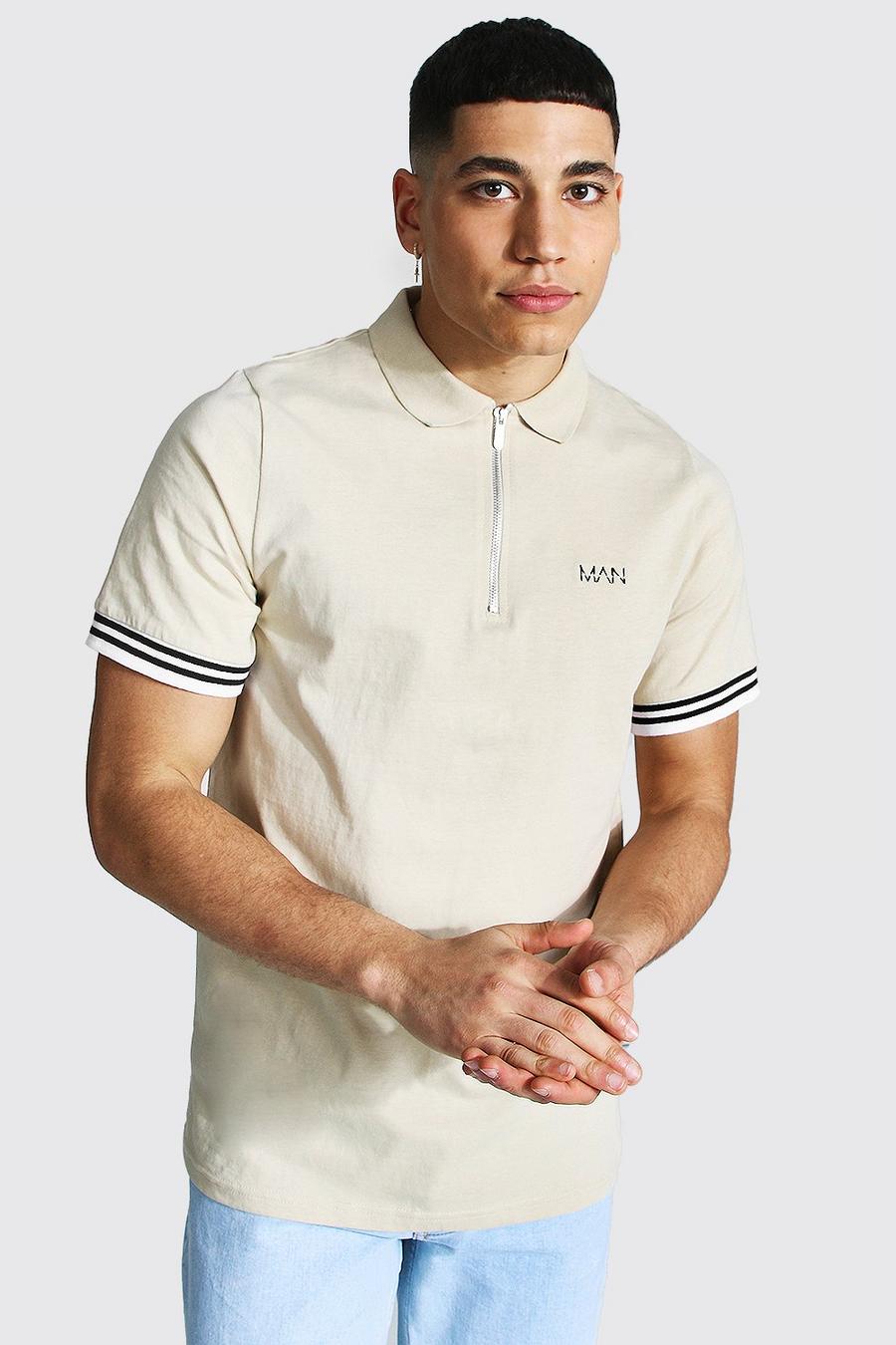 Stone Original Man Ribbed Cuffed Zip Polo image number 1