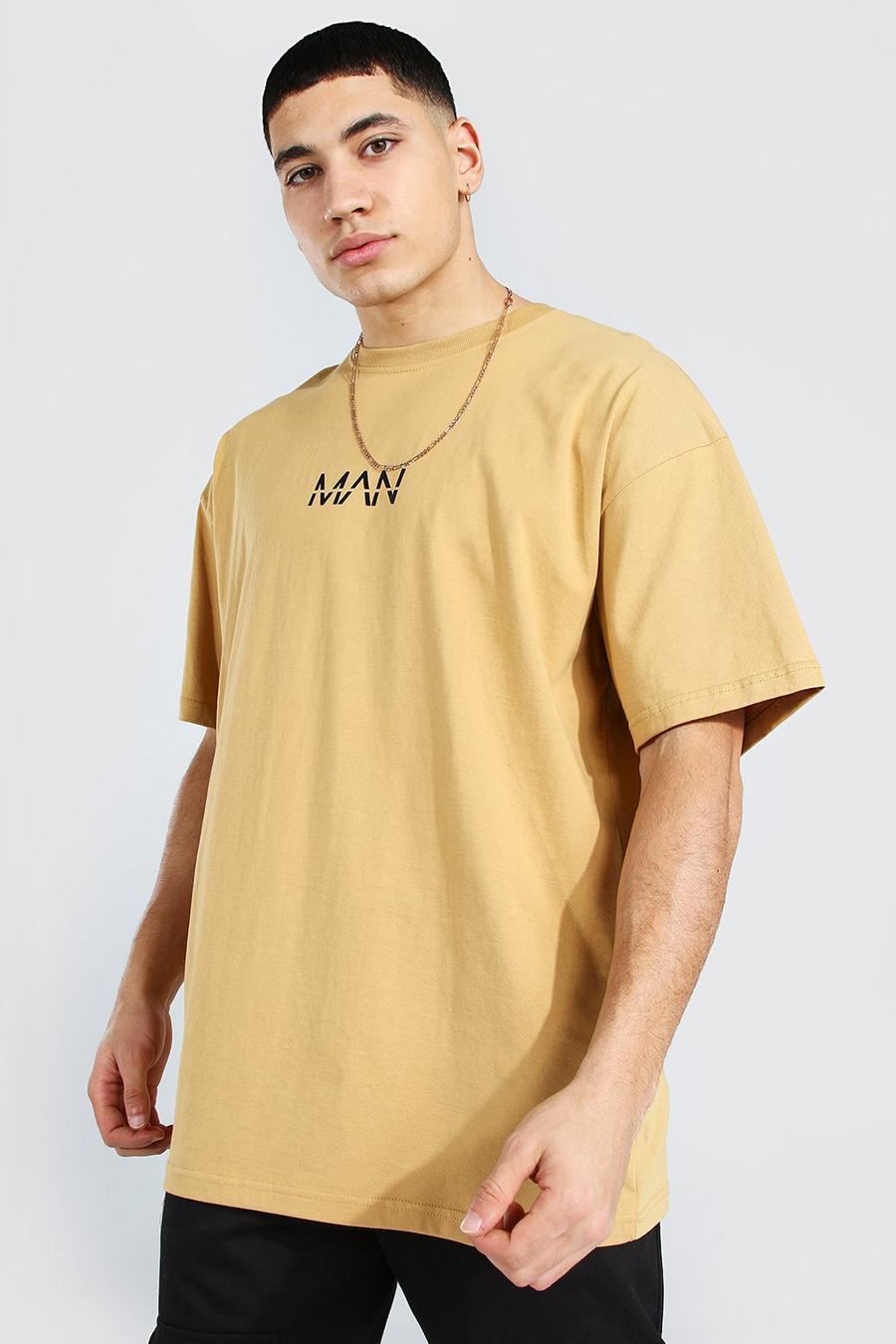 T-shirt oversize con logo Original Man, Sabbia image number 1