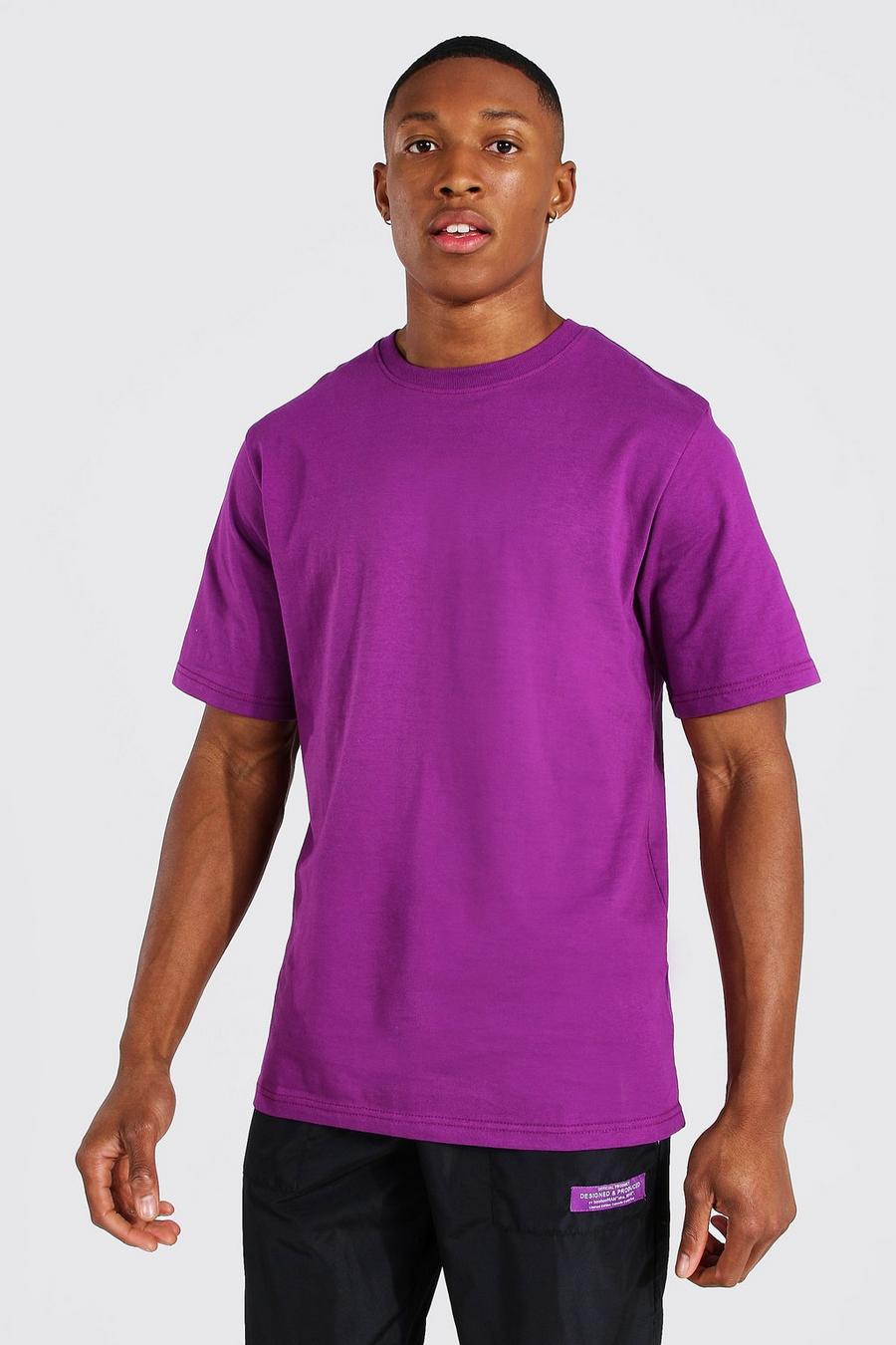 Purple Basic T-shirt med rund hals image number 1