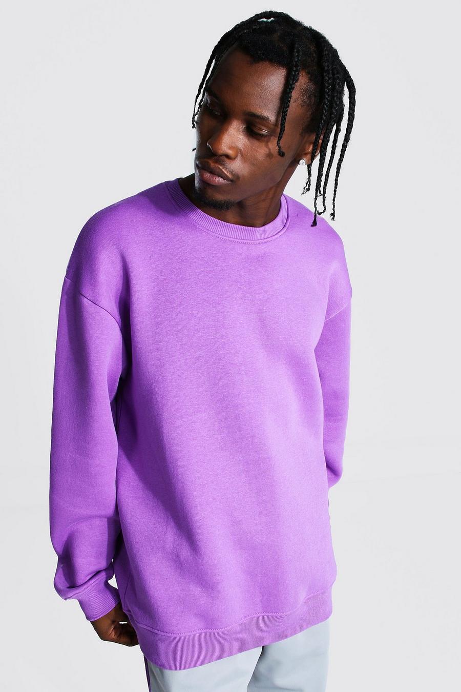 Purple Oversize sweatshirt med rund hals image number 1