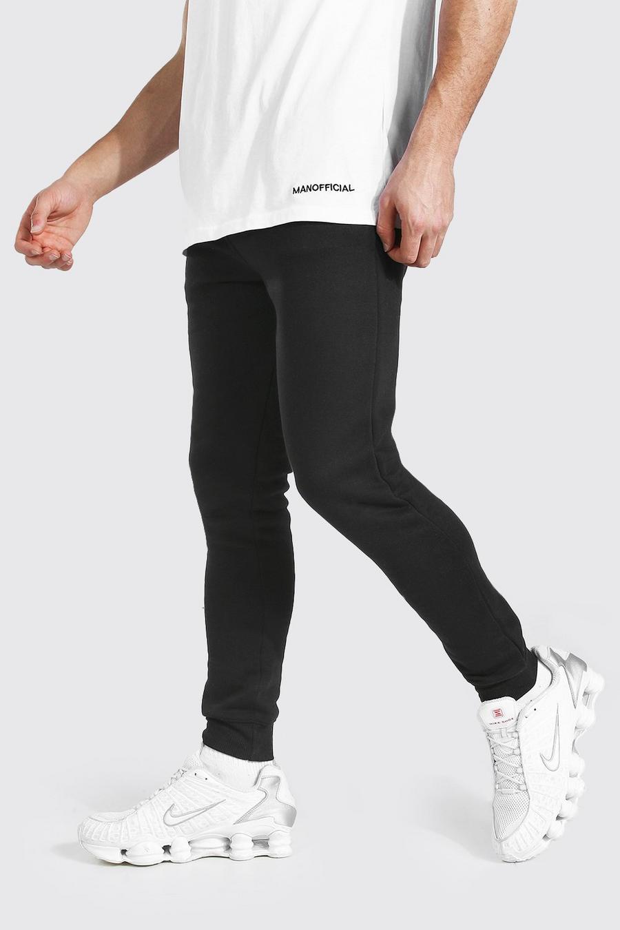 Black Skinny Fit Jogger With Man Drawcords image number 1