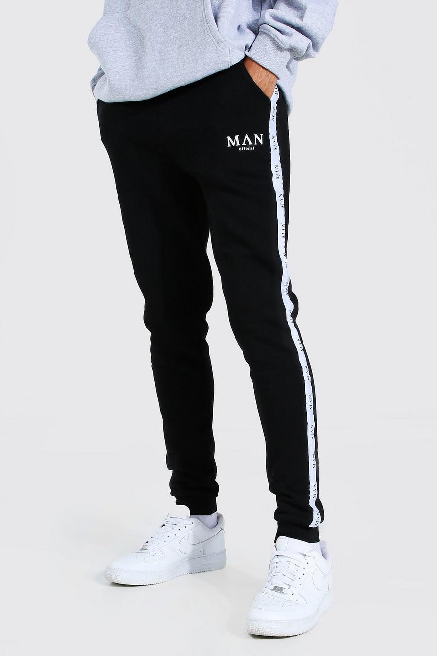 Black Tall Skinny Fit Track Pant With Tape image number 1