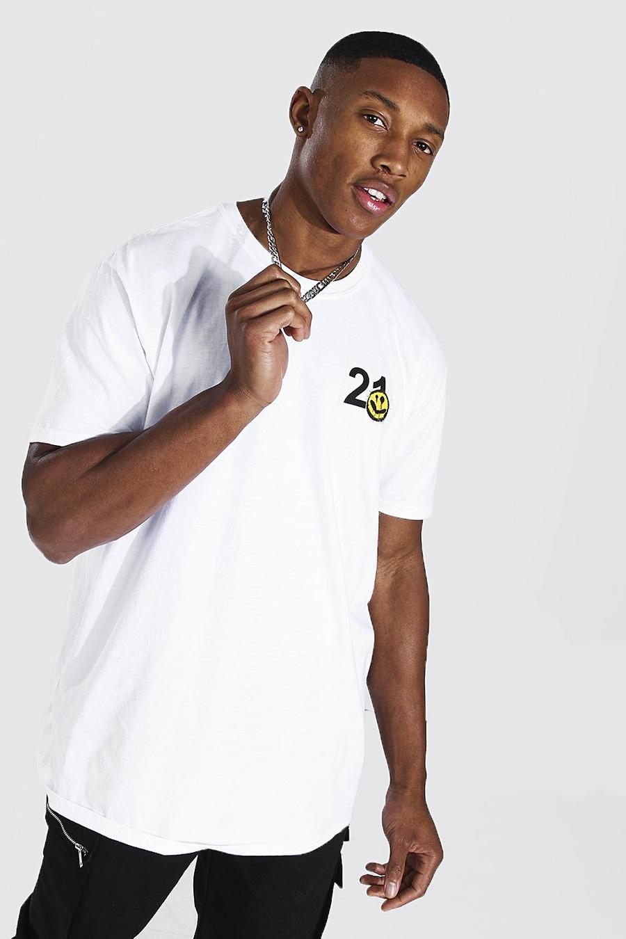 T-Shirt in Übergröße mit Worldwide-Sprühlook am Rücken, Weiß image number 1