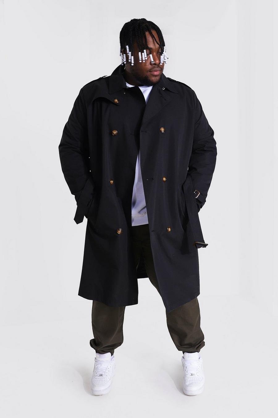 Black Plus Size Mid Length Double Breasted Mac image number 1