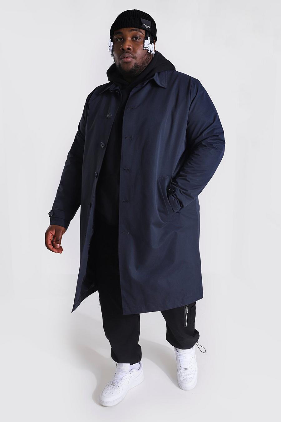 Navy Plus Size Single Breasted Mac image number 1