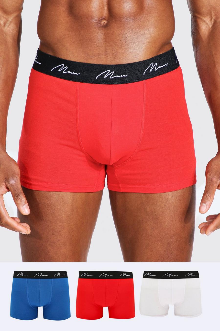 Multi 3 Pack Mixed Colour MAN Signature Trunks image number 1