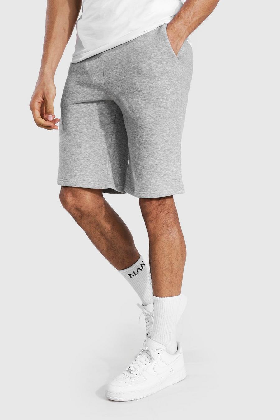 Grey marl Tall Mid Length Jersey Shorts With Draw Cords image number 1