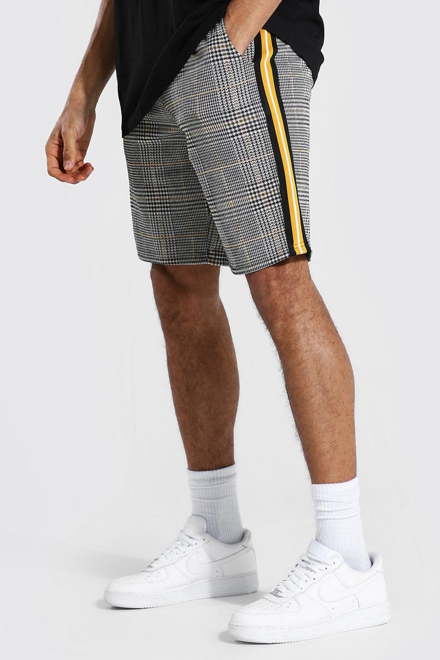 Mustard Tall Check Jacquard Mid Length Shorts image number 1