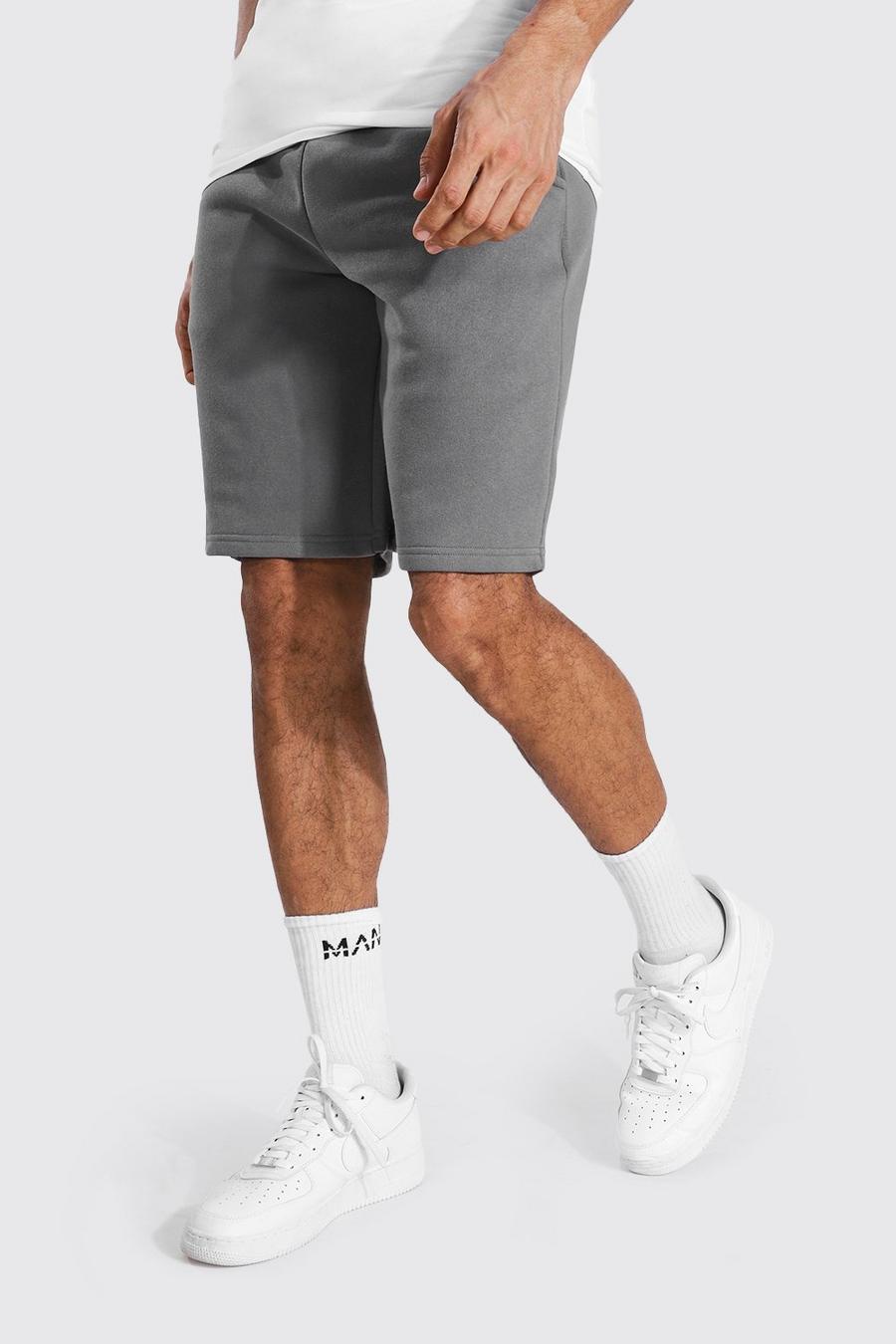 Charcoal Tall Mid Length Jersey Shorts With Draw Cords image number 1