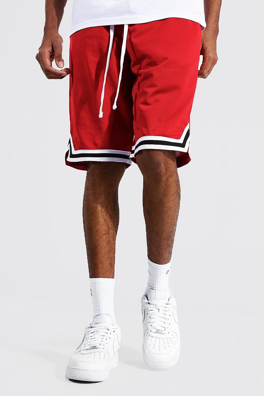 Tall Airtex Basketball-Shorts mit Streifen, Rot image number 1