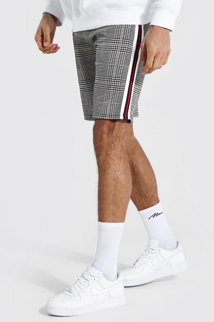 Red Tall Check Jacquard Mid Length Shorts image number 1