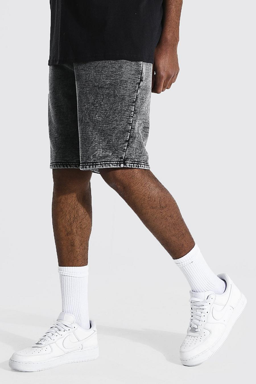 Pantalones cortos de ajuste estándar con lavado ácido MAN Tall, Negro image number 1