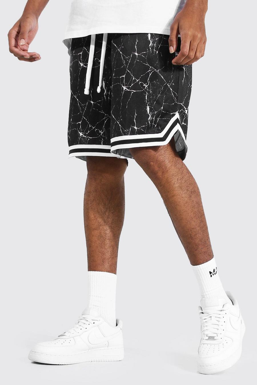 Tall Airtex Basketball-Shorts mit Print, Schwarz image number 1