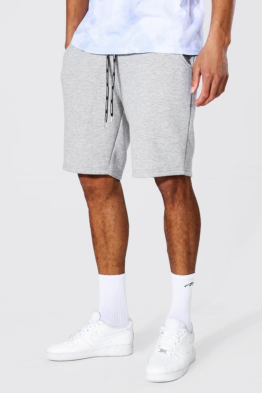 Grey marl Tall Mid Jersey Shorts With Man Draw Cords image number 1