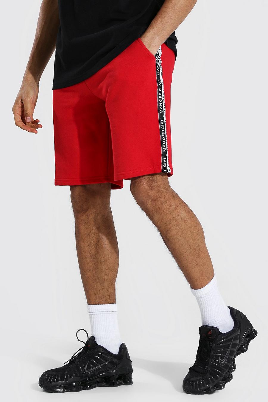 Pantalones cortos de largo medio con cinta Official MAN Tall, Rojo image number 1