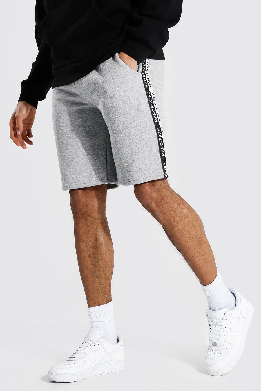 Pantalones cortos de largo medio con cinta Official MAN Tall, Marga gris image number 1