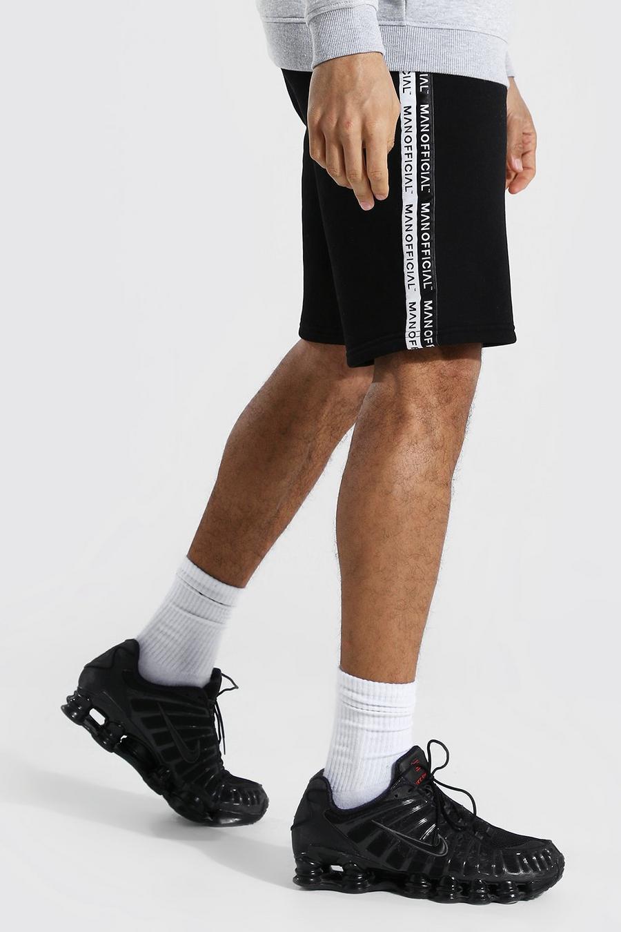 Black Tall Gestreepte Middellange Man Official Shorts image number 1
