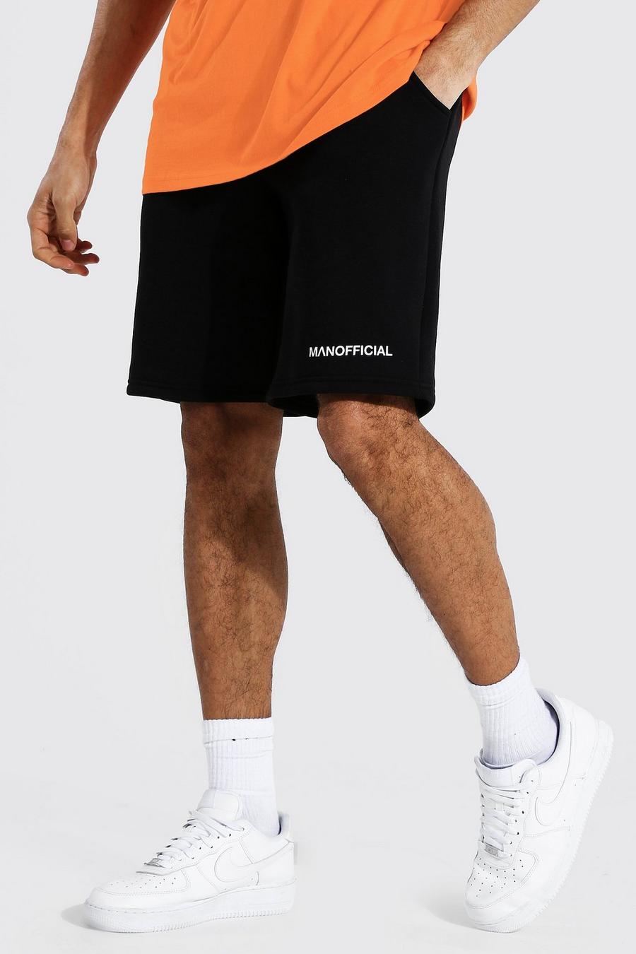 Tall Mittellange Jersey-Shorts mit Man Official-Bund, Schwarz image number 1