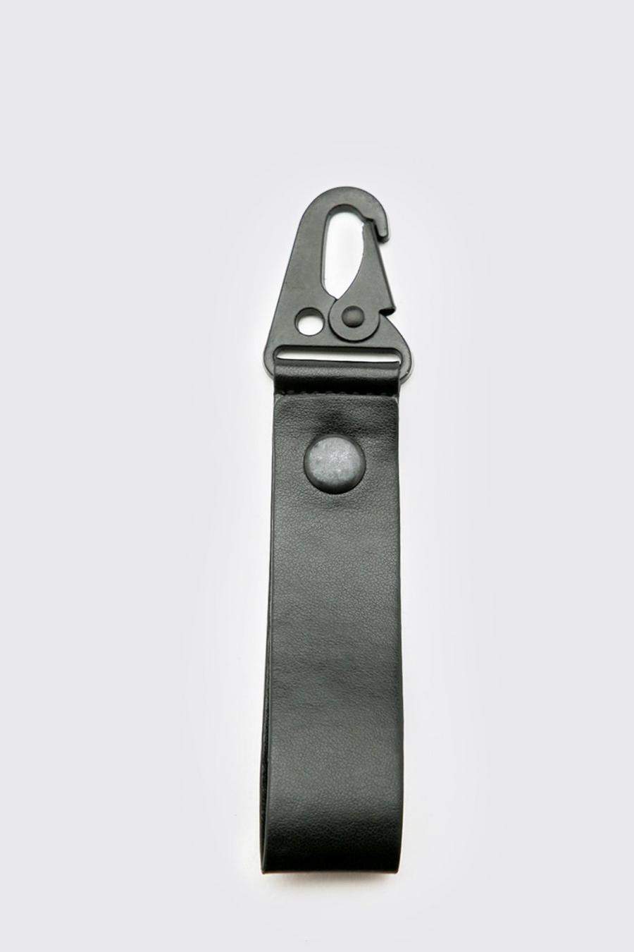 Black Nyckelring med karbinhake och band i PU image number 1
