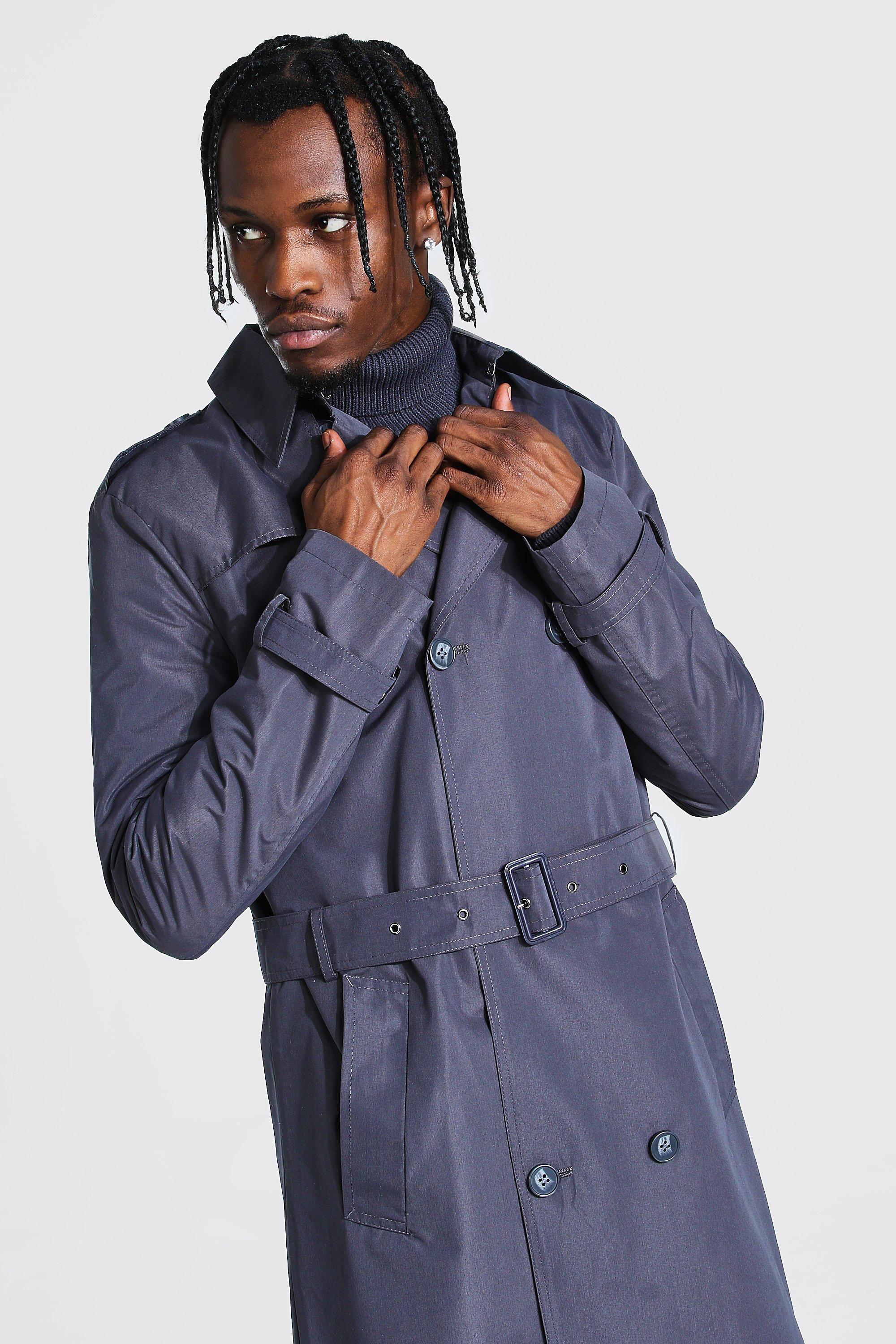 Mens grey mac on sale coat