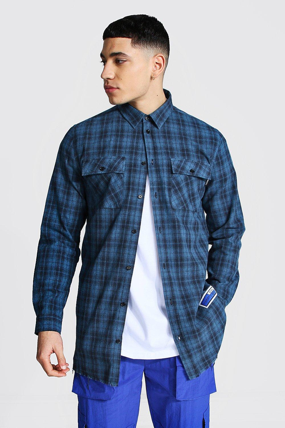 Mens longline button down shirt sale