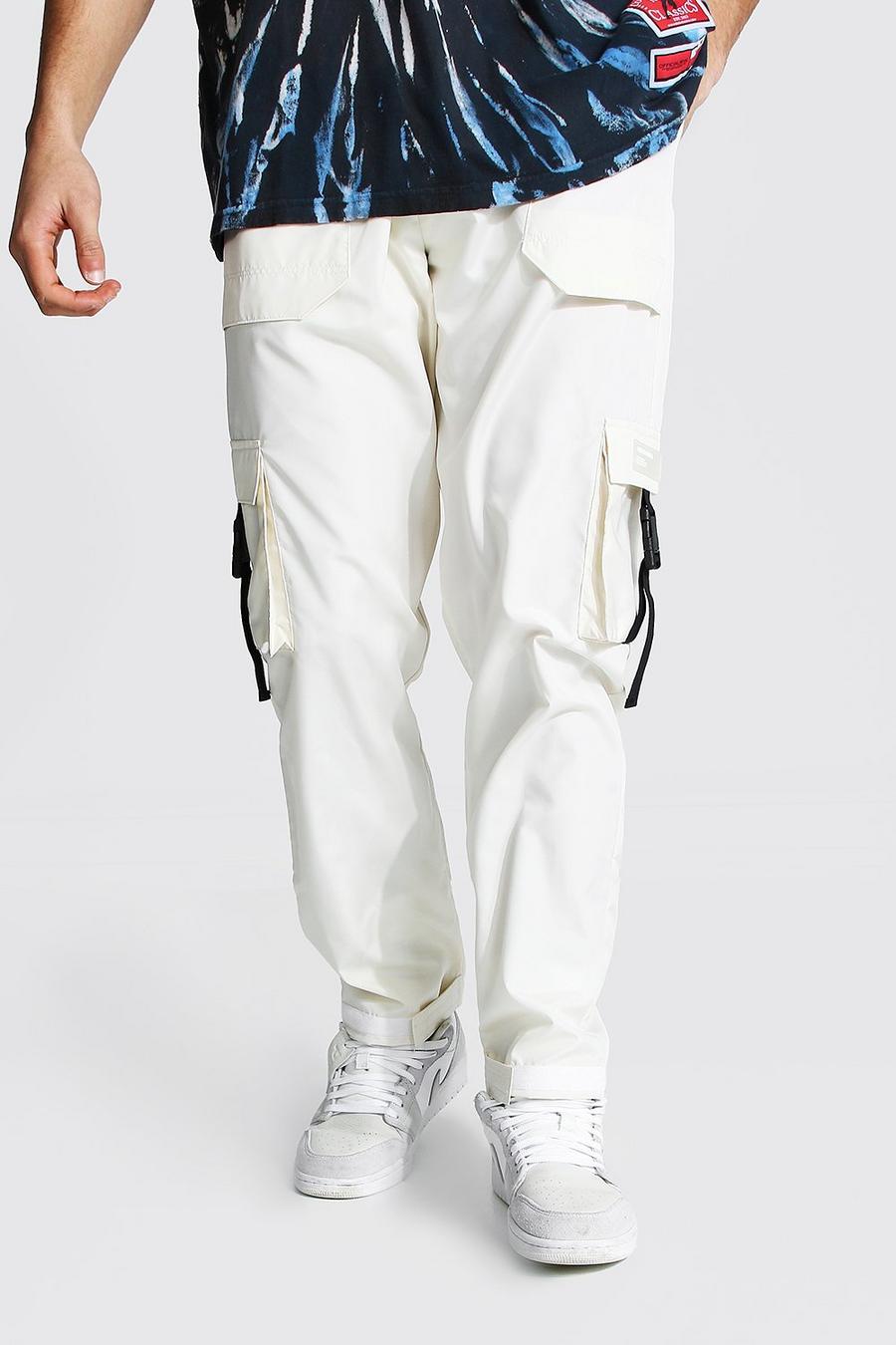 Ecru Multi Pocket Cargo Trousers image number 1