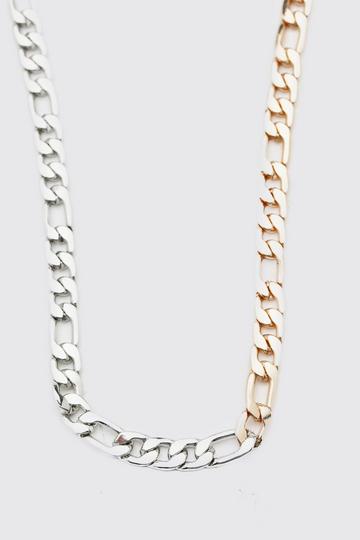 Two Tone Chunky Figaro Chain Necklace multi