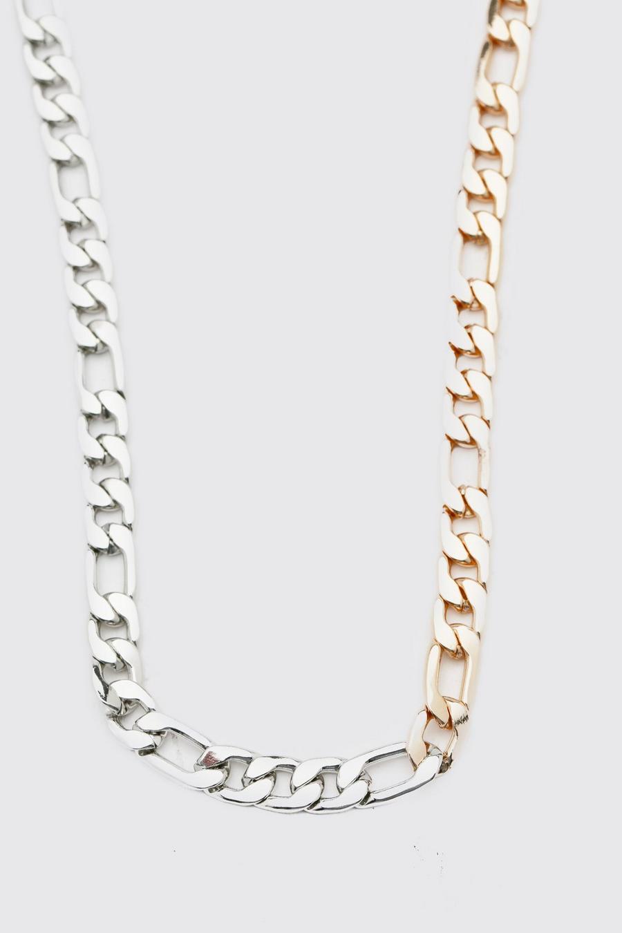 Multi Two Tone Chunky Figaro Chain Necklace image number 1