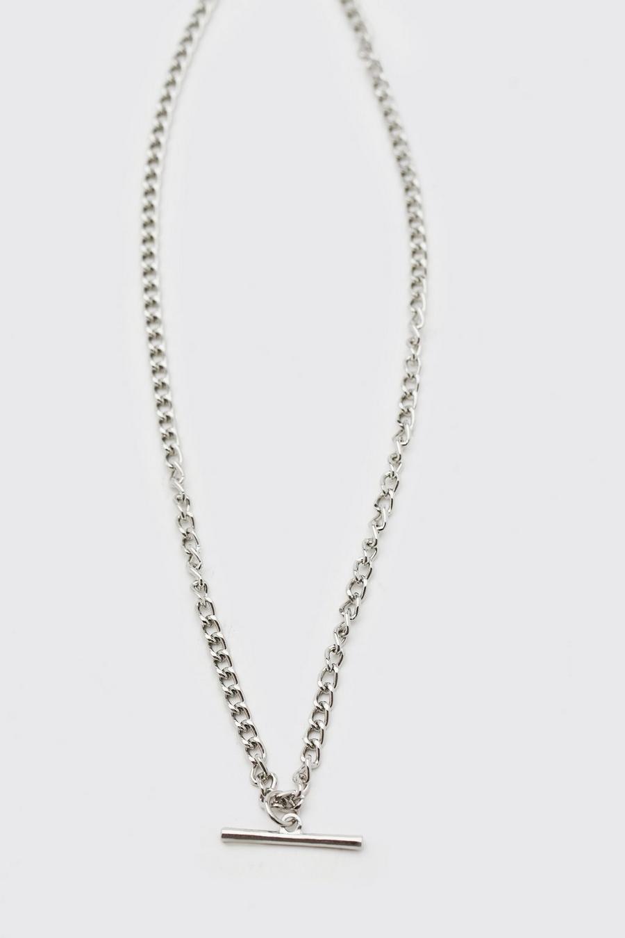 Silver Chain Necklace With T Bar image number 1