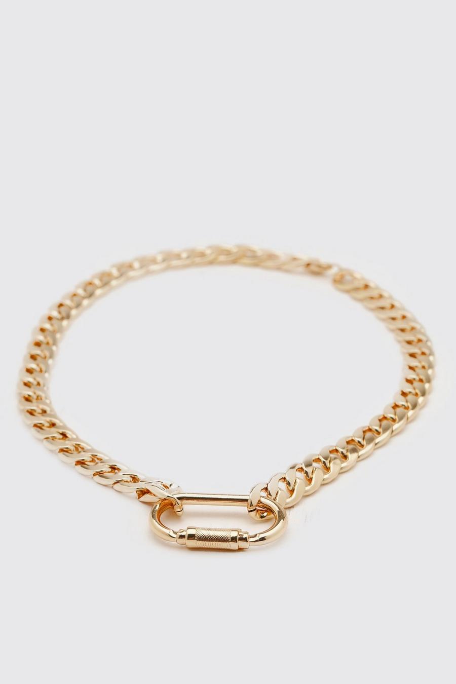 Gold Chunky Chain Necklace With Carabiner image number 1