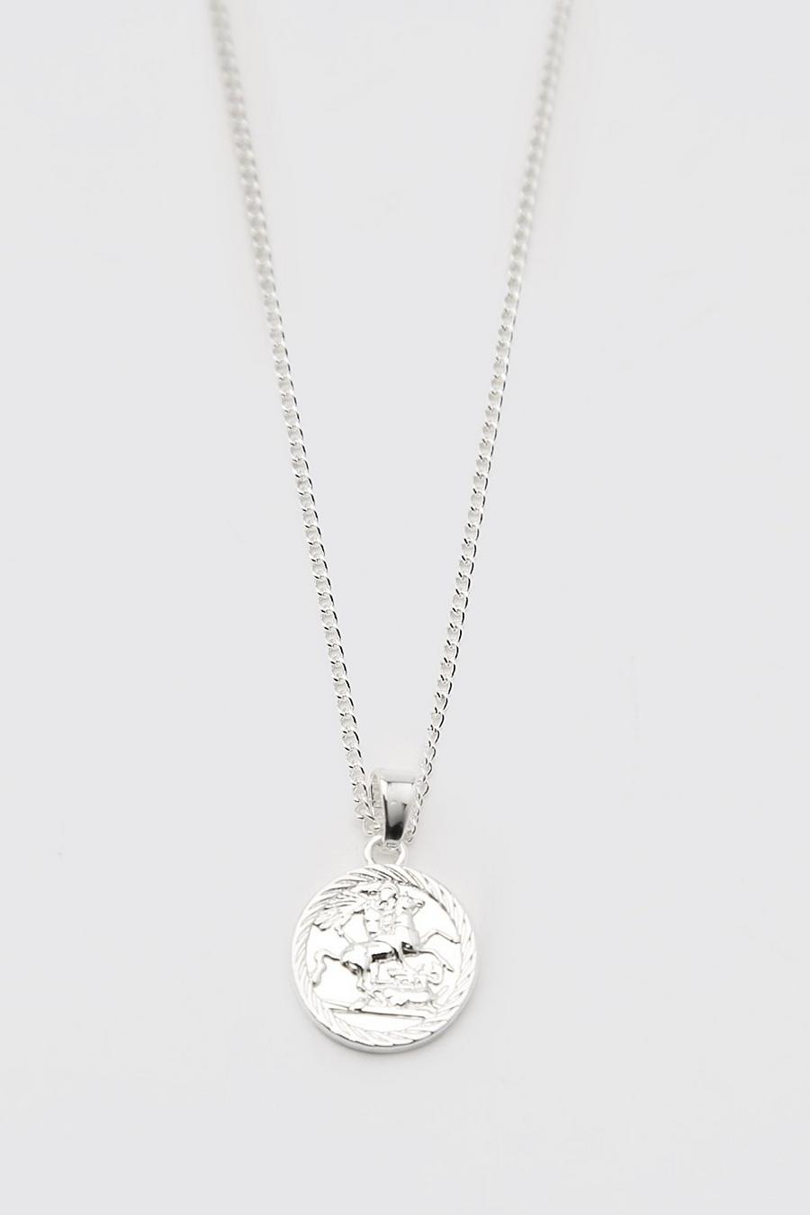 Silver Chain Necklace With Stallion Pendant image number 1