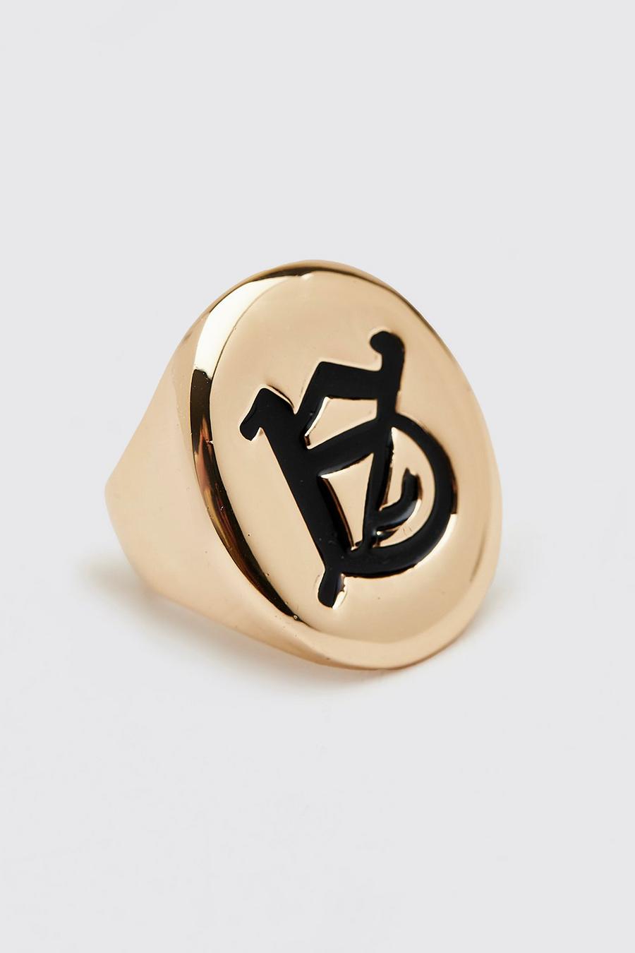 זהב טבעת חותם עם עיטור אות מסורתי image number 1