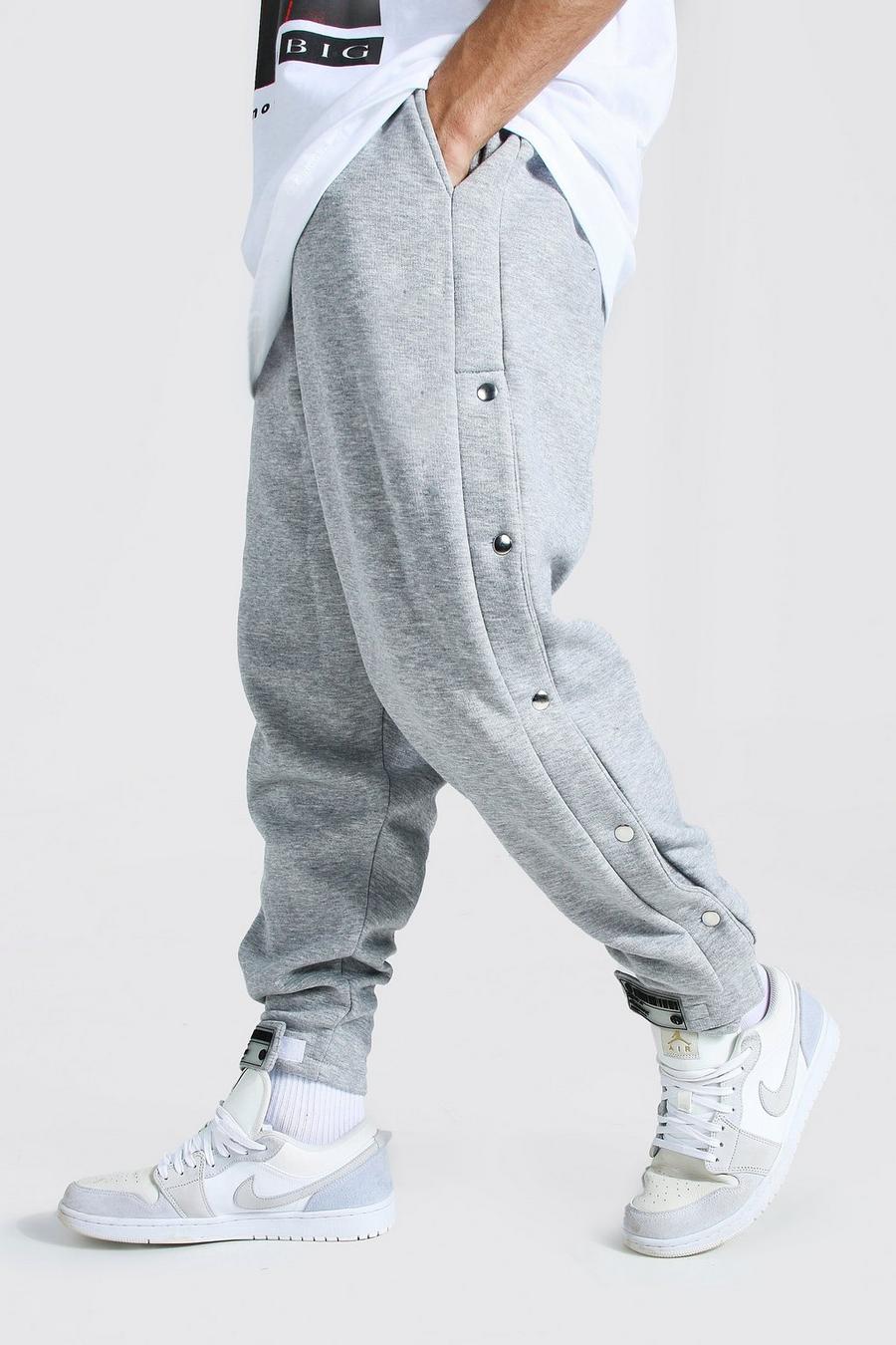 Grey marl Official Man Tab Regular Popper Joggers image number 1