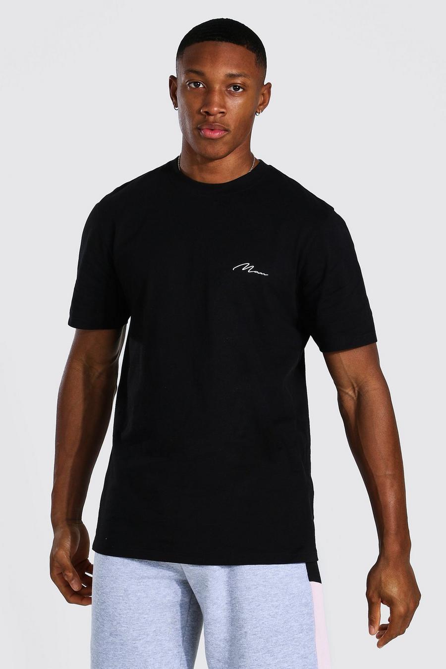 T-Shirt mit MAN-Schriftzug auf der Brust, Schwarz image number 1