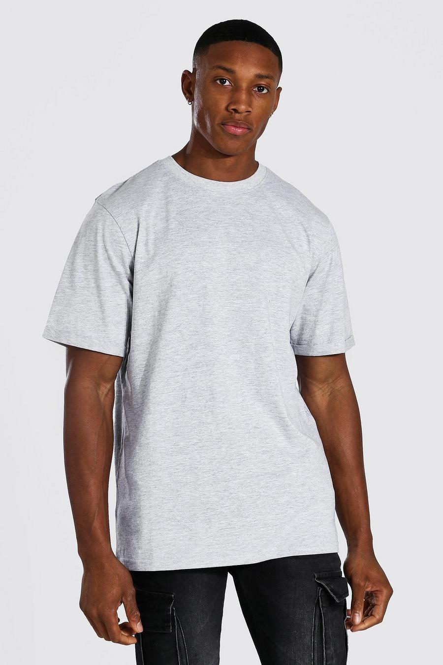 Rundhals-T-Shirt mit aufgerollten Ärmeln, Grau image number 1