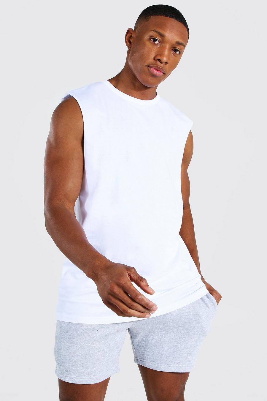 Camiseta de tirantes con sisa caída, Blanco image number 1