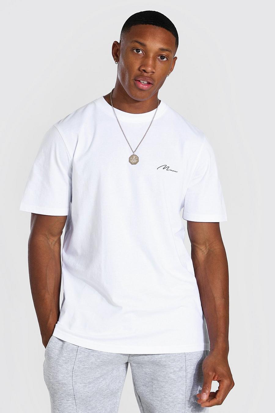 Camiseta con firma MAN en el pecho, Blanco image number 1
