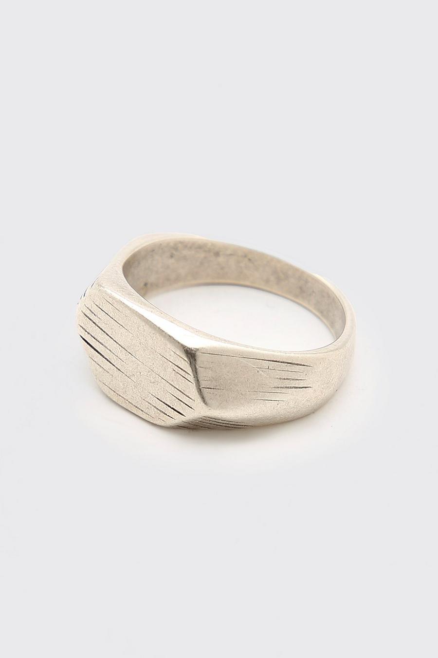 Silver Textured Signet Ring image number 1