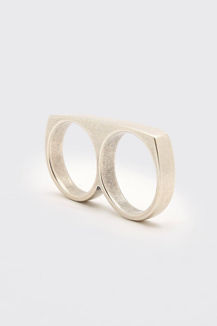 Silver Plain Double Finger Ring image number 1