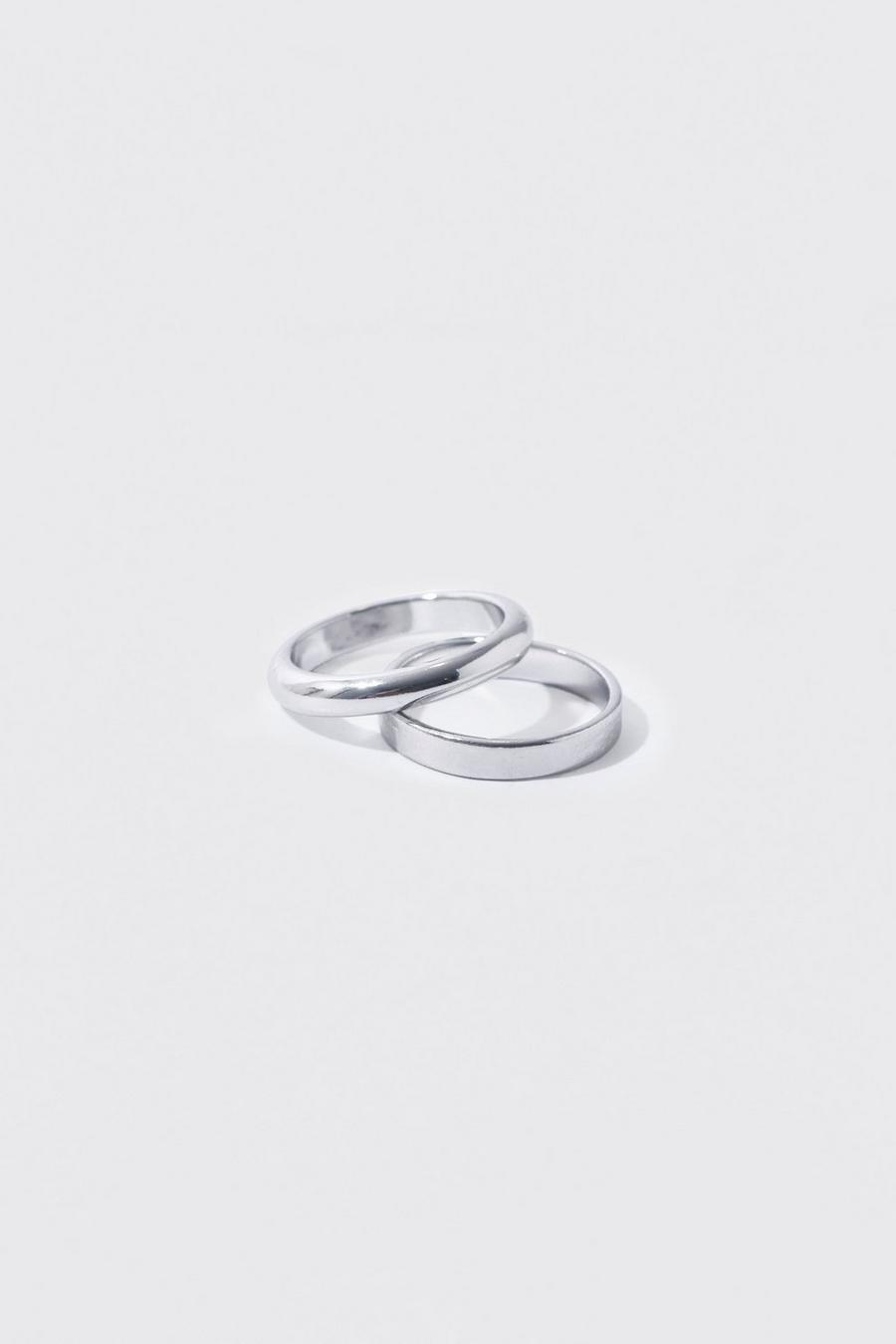 Set di anelli Basic in confezione da 2, Argento image number 1