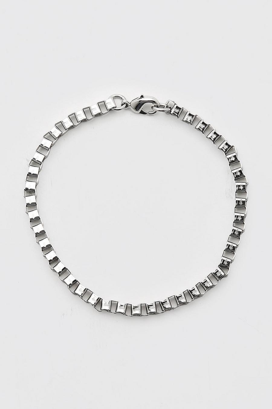 Silver Armband Met Vierkante Ketting image number 1